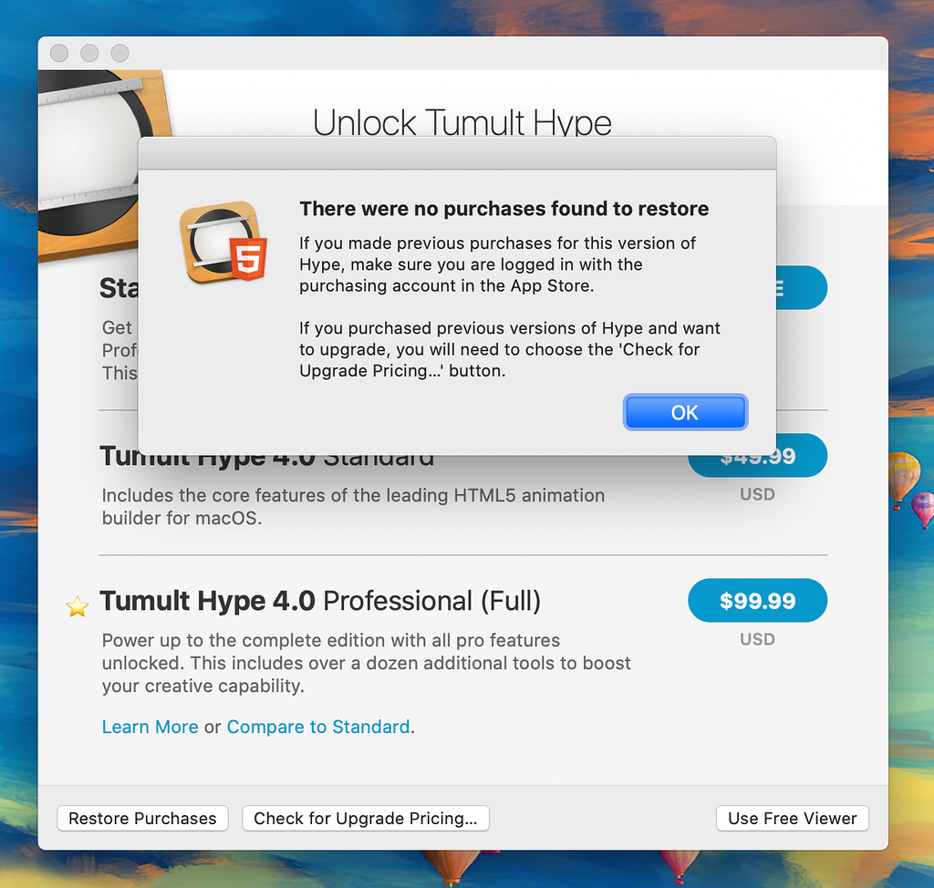 Restore Purchases not working on the Mac App Store version of Hype - Known  Issues - Tumult Forums