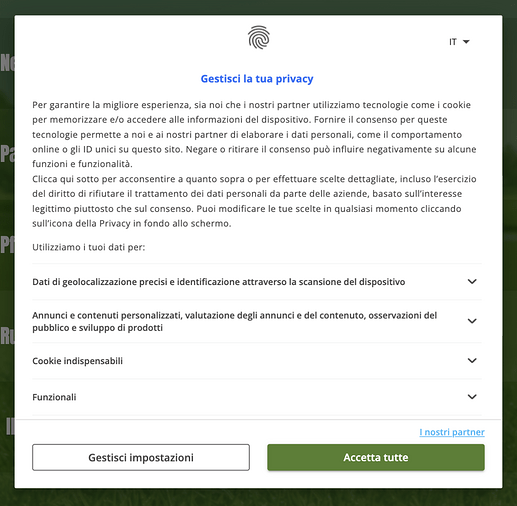 privacy management popup