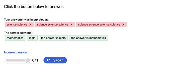 incorrect answer