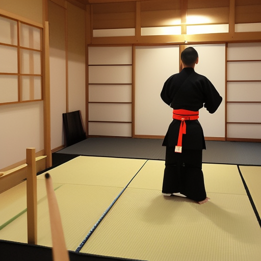 3865042958_Traditional_Japanese_dojo__with_wooden_floors_and_walls_adorned_with_swords_and_other_weapons__The_d
